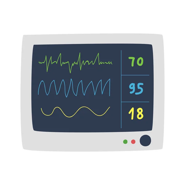 Patient Heartbeat Clipart Cartoon Style Health Care Monitoring Equipment Flat — Stock Vector