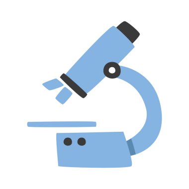 Okul mikroskobu klipsi. Basit bir mikroskop düz vektör illüstrasyon karikatür biçimi kırpması, el çizimi karalama. Öğrenciler, fikirler, gelecek, planlama, okula dönüş konsepti