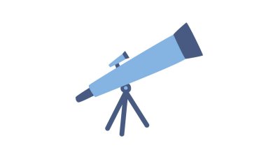 Okul teleskopu düz vektör çizimi. Öğrenciler için basit teleskop çizgi film stili, el çizimi karalama. Öğretmen, öğrenci, sınıf, okul malzemeleri, okula dönüş konsepti.