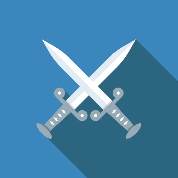 Gekreuzte Schwerter Flaches Symbol Mit Langem Schatten Simple History Icon — Stockvektor