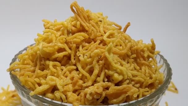 Bombay Mix Chanachur Chiwda Farsan Een Indiase Snack Mix Populaire — Stockvideo