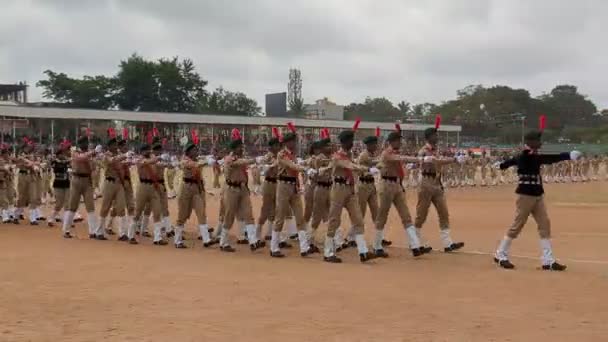 Stadion Rejonowy Davangere Karnataka Sierpnia 2023 Parada Policji Lub Marsz — Wideo stockowe