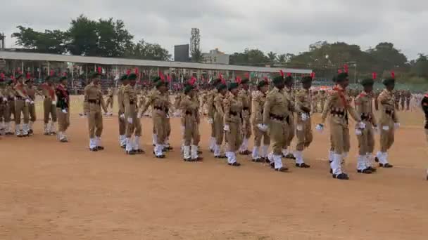 Stadion Rejonowy Davangere Karnataka Sierpnia 2023 Parada Policji Lub Marsz — Wideo stockowe