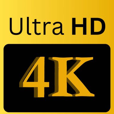 Ultra HD altın sembol. 4K HD logo 3d modeli