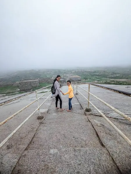 stock image Exploring a Castle: Mother and Son Adventure - Historic Fun Together