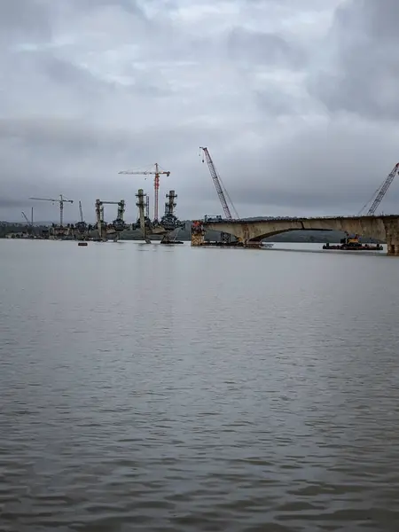 stock image Bridge Construction Progress Over the River: Latest Developments and Updates