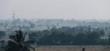 Peyzajdaki Sabah Pusları: Serene Fog Ufku Örtüyor