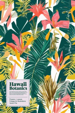 Colorful flowers, plants and leaves. Vector illustrations of flower and bird for classic floral background, wedding invitations and frame