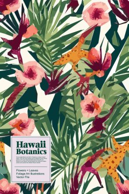 Colorful flowers, plants and leaves. Vector illustrations of flower and bird for classic floral background, wedding invitations and frame