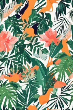 Colorful flowers, plants and leaves. Vector illustrations of flower and bird for classic floral background, wedding invitations and frame