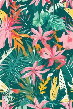 Colorful flowers, plants and leaves. Vector illustrations of flower and bird for classic floral background, wedding invitations and frame