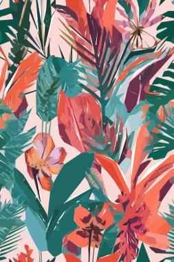 Colorful flowers, plants and leaves. Vector illustrations of flower and bird for classic floral background, wedding invitations and frame