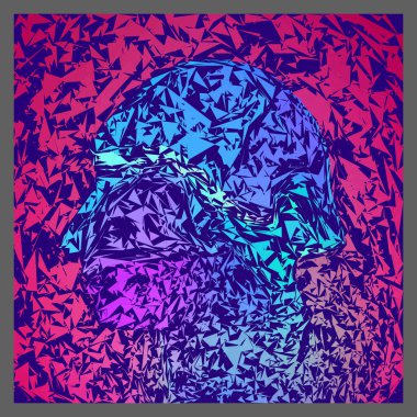 Technology Holographic Female Face on dark background.