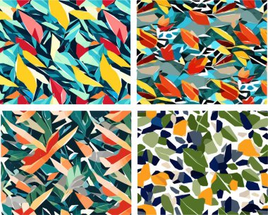 Set of colorful leaf patterns