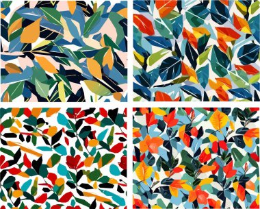 Set of colorful leaf patterns