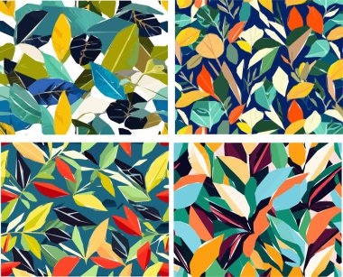 Set of colorful leaf patterns