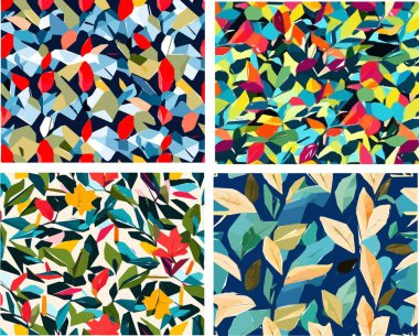 Set of colorful leaf patterns