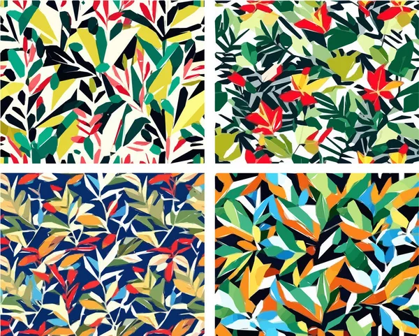 Set of colorful leaf patterns