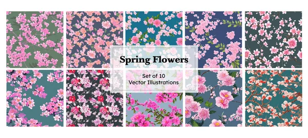 Set of Spring Flowers Vector Illustration. Pattern for fashion
