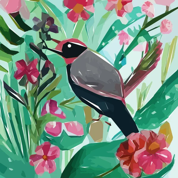 Çiçekler, yapraklar ve dallar. Tasarım geçmişiniz için el çizimi tropikal suluboya vektörü.