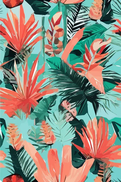 Çiçekler, yapraklar ve dallar. Tasarım geçmişiniz için el çizimi tropikal suluboya vektörü.