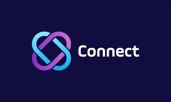 Conexión Cadena Logotipo Minimalista Para Tecnología Industria — Vector de stock