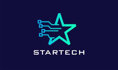 Minimalist logo yıldızı mavi renkli modern teknoloji kavramı