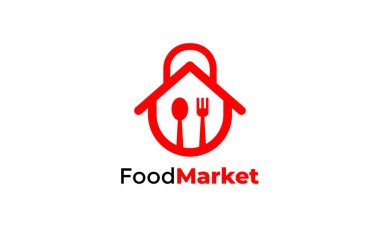 Gıda ticareti ve perakende siparişi için minimalist logo vektör gıda pazarı