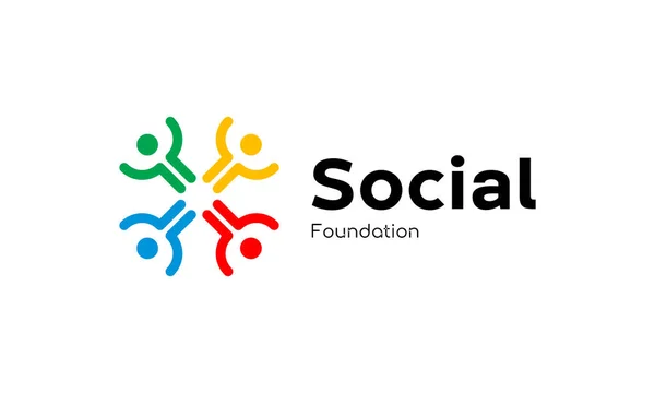 Szociális Emberek Csapatmunka Logó Szimbóluma Megoldás Együttműködés Közösségi Szervezetben — Stock Vector