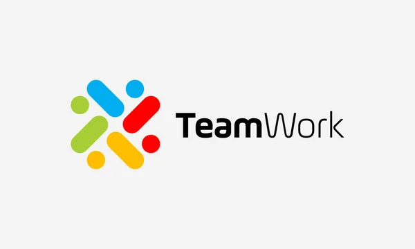Logo Teamarbeit Zur Unterstützung Der Teamorganisation — Stockvektor