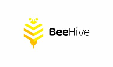 Minimalist logo kalkanı doğada bal arısı koruması