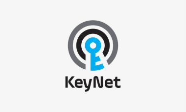 Teknoloji dijital şirketi için anahtar bağlantı minimalist logo tasarımı