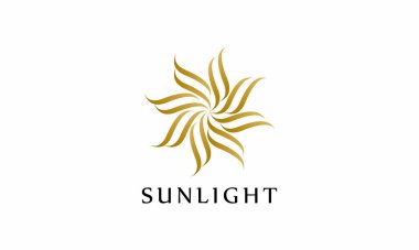 Minimalist logo güneş ışığı vektörü. Parlak yaratıcı tasarım. Eşsiz ve basit hava durumu.