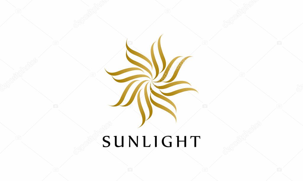 Minimalist logo sunlight vector shiny creative design unique and simple weather tropical earth bright