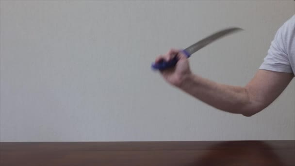Žonglování Nožem Odhalování Tajemství Zpomaleném Filmu — Stock video