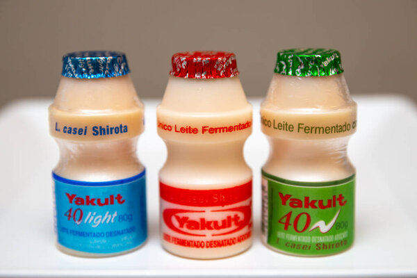 Yakult, traditional probiotic fermented drink with Lactobacilus Casei Shirota