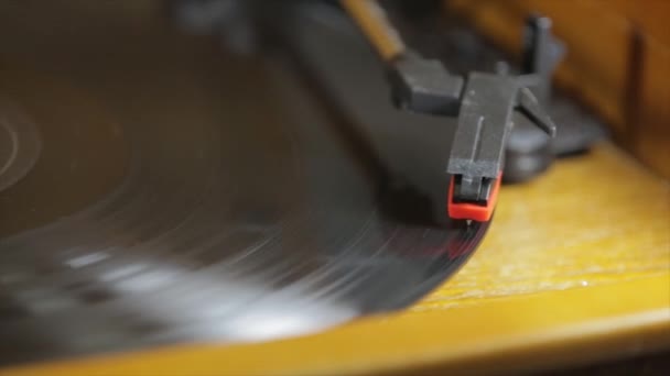 Traditional Vintage Vinyl Record Closeup Selective Focus — Stock Video