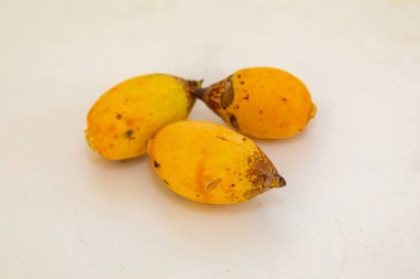 Bulunmayan botanik türlerinin nadir bulunan tropikal palmiye meyveleri. egzotik meyve