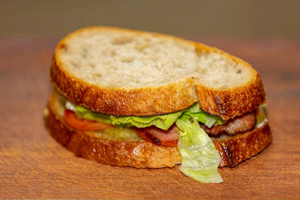 Traditional Rustic Sandwich Bacon Salad — Stock Photo, Image