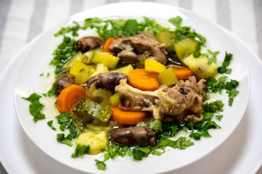 Besleyici tavuk ve sebze çorbası.