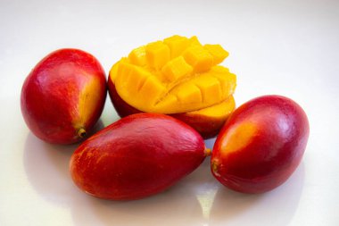 Brazilian mangoes of the Palmer species, ripe and isolated clipart