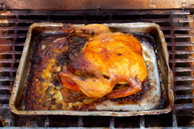 Farofa ile doldurulmuş rostolu tavuk.