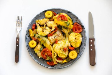 Typical Brazilian tropical fish stew with palm oil, coconut milk and traditional beach spices clipart