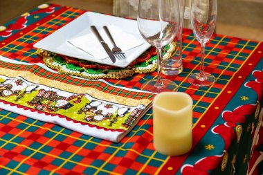 Traditional Christmas table decorated with luxury clipart