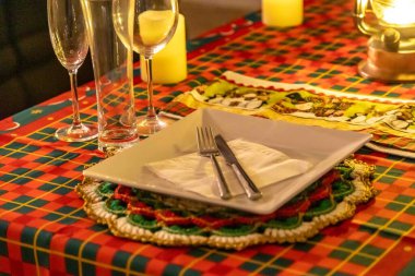 Traditional Christmas table decorated with luxury clipart