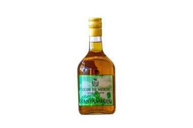 Brazil, March 15, 2025. Traditional Portuguese Shit Liqueur, prepared with milk and aromatic herbs