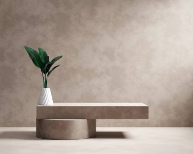 Bitkisel ürün sunum arkaplanlı 3B platform oluşturma podyumu