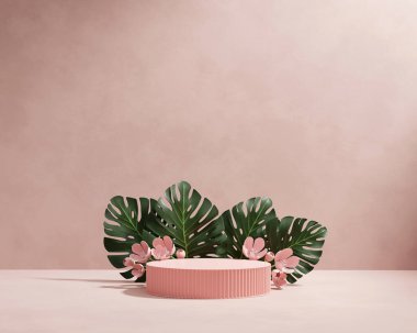 Canavarımsı bitki ürünü sunum arkaplanlı 3D platform oluşturma podyumu