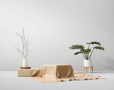 Bitkisel ürün sunum arkaplanlı 3B platform oluşturma podyumu