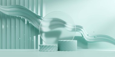 Zarif Nesne Tanıtım Platformu Nane Rengi Pastel 3B